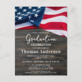 米国愛国国旗の軍隊卒業 インビテーションポストカード (正面)