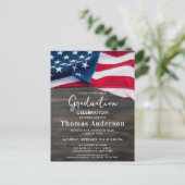 米国愛国国旗の軍隊卒業 インビテーションポストカード (スタンド正面)