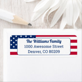 米国愛国国旗赤白青 ラベル