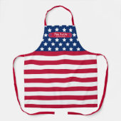 米国愛国国旗7月4日家族名 エプロン (正面)