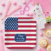 米国愛国国旗7月4日家族名 ペーパープレート (パーティー)