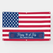 米国愛国国旗7月4日家族名 横断幕 (横)