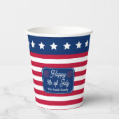 米国愛国国旗7月4日家族名 紙コップ (正面)