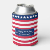 米国愛国国旗7月4日家族名 缶クーラー (缶正面)