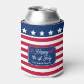 米国愛国国旗7月4日家族名 缶クーラー (缶正面)