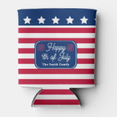 米国愛国国旗7月4日家族名 缶クーラー (正面)