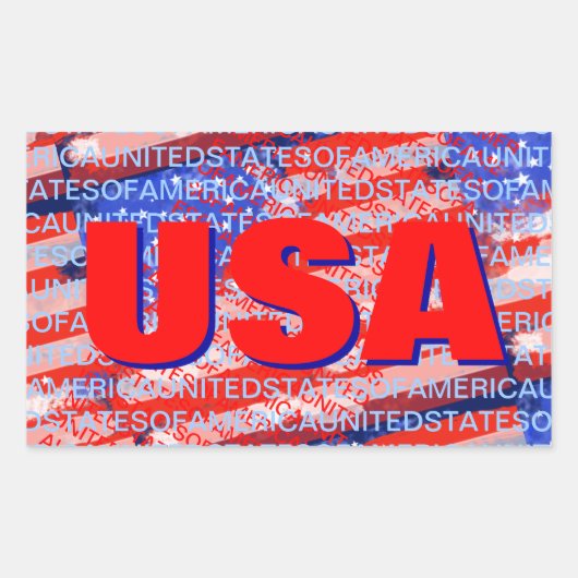米国愛国国旗 長方形シール (正面)