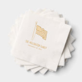 米国愛国心を持つ国旗の国名なびく日付 箔ナプキン (インサイチュ (積み重ね))