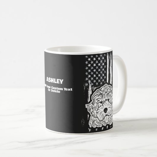 米国愛国者プードル米国国旗の犬 コーヒーマグカップ (正面右)