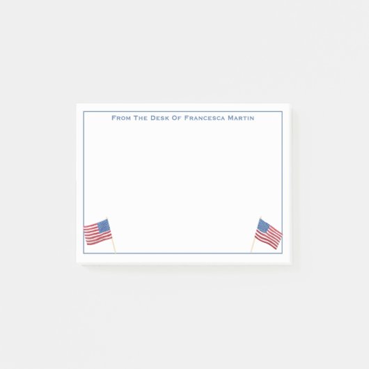 米国愛国赤白青パーソナライズされた旗 ポストイット (正面)