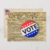米国憲法の投票日投票ボタン ポストカード (正面/裏面)