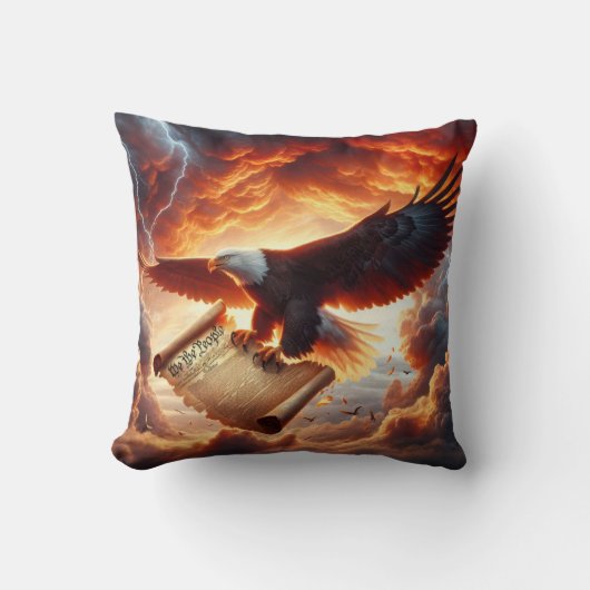 米国憲法を握り締めたハゲのワシ クッション (正面)