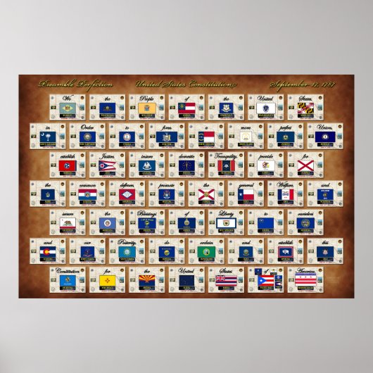 米国憲法ポスター前文 ポスター (正面)