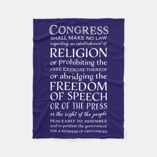 米国憲法修正第一項の覆いあなた自身-言論の自由 フリースブランケット (正面)