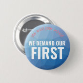 米国憲法修正第一項第2の修正の幾何学的な青 缶バッジ (正面&裏面)