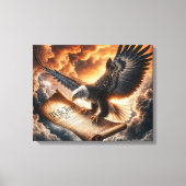 米国憲法飛んでいる付きハゲ鷲 キャンバスプリント (正面)
