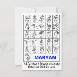 米国手話アルファベット、ASLろう者 サンキューカード