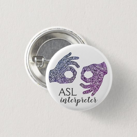 米国手話 缶バッジ (正面&裏面)