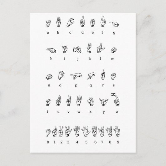米国手話(ASL) ポストカード (正面)