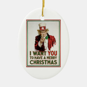 米国政府メリークリスマスを有してほしいです セラミックオーナメント