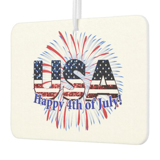 米国文字国旗のグリッター花火7月4日Happy カーエアーフレッシュナー (左)