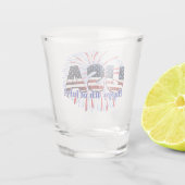 米国文字国旗のグリッター花火7月4日Happy ショットグラス (裏面)