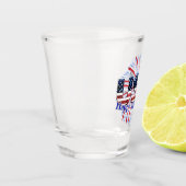 米国文字国旗のグリッター花火7月4日Happy ショットグラス (左)
