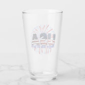 米国文字国旗のグリッター花火7月4日Happy タンブラーグラス (裏面)