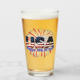 米国文字国旗のグリッター花火7月4日Happy タンブラーグラス