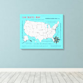 米国旅行マップ キャンバスプリント (インサイチュ (ウッドフロア))