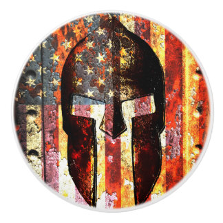 米国旗およびスパルタ式のヘルメットのドア・ノブ セラミックノブ