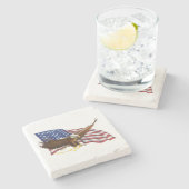 米国旗およびワシ ストーンコースター (横)