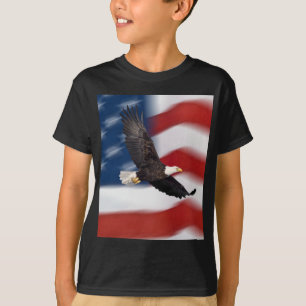 米国旗およびワシ Tシャツ