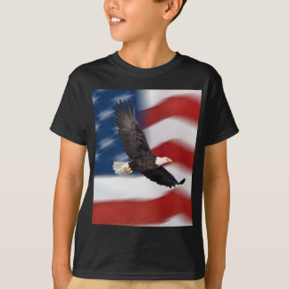米国旗およびワシ Tシャツ