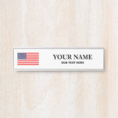 米国旗が付いているカスタムでぶら下がったな机の名札 サインプレート (正面)