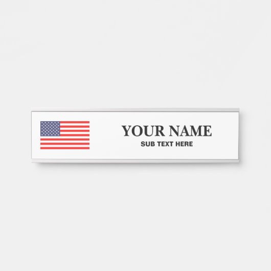 米国旗が付いているカスタムでぶら下がったな机の名札 サインプレート (正面)
