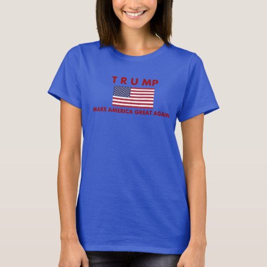 米国旗が付いているドナルド・トランプの女性のTシャツ Tシャツ (正面)