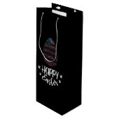 米国旗が付いているハッピーイースターおよびイースターエッグ ワインギフトバッグ (正面アングル)