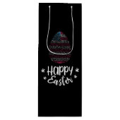米国旗が付いているハッピーイースターおよびイースターエッグ ワインギフトバッグ (正面)