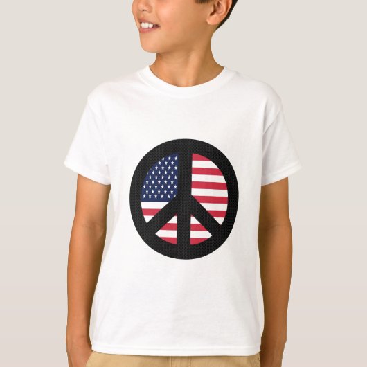 米国旗が付いているピースサイン Tシャツ (正面)