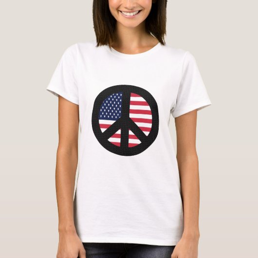 米国旗が付いているピースサイン Tシャツ (正面)