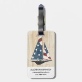 米国旗が付いているヨット ラゲッジタグ (裏面縦)
