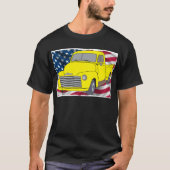 米国旗が付いているヴィンテージのChevyのトラック Tシャツ (正面)