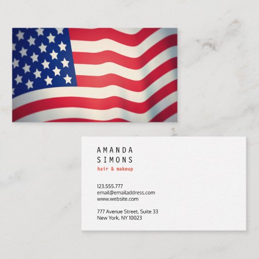 米国旗が付いている名刺 名刺 (正面/裏面)