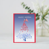 米国旗が付いている愛国心が強いクリスマスツリー シーズンポストカード (スタンド正面)