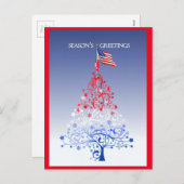 米国旗が付いている愛国心が強いクリスマスツリー シーズンポストカード (正面/裏面)
