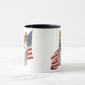 米国旗が付いている柴犬の頭部 マグカップ (中央)
