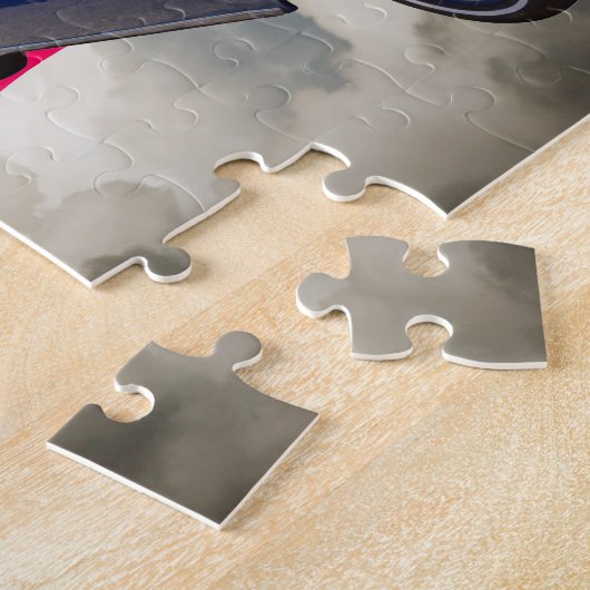 米国旗が付いている1957年のシボレーBel Air ジグソーパズル (側面)