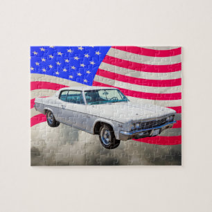 米国旗が付いている1966年のChevrolet Caprice ジグソーパズル