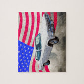 米国旗が付いている1966年のChevrolet Caprice ジグソーパズル (縦)